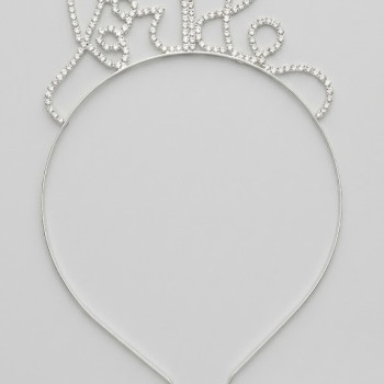 Gelin Bekarlığa Veda Partisi Tacı - Gümüş Renk Zirkon Taşlı "Bride" Yazılı Nedime Tacı