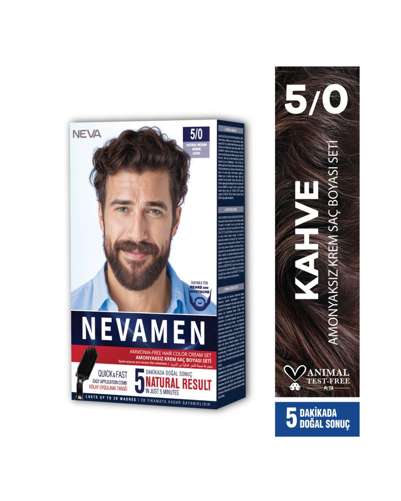 5/0 Natural Medium Brown - KAHVE Amonyaksız Krem Saç Boyası Seti 5/0 Natural Medium Brown - KAHVE Amonyaksız Krem Saç Boyası Seti