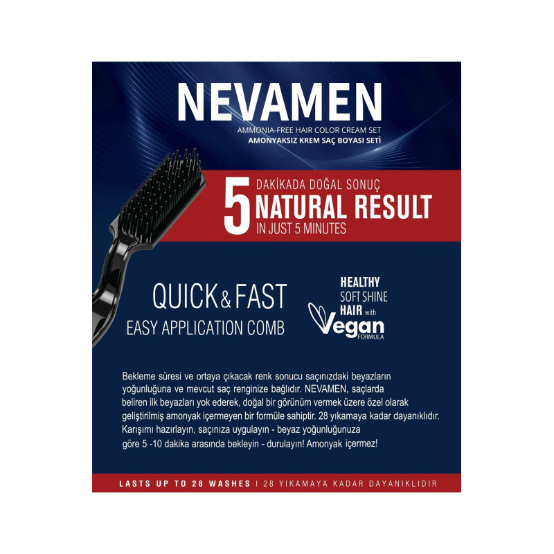 5/0 Natural Medium Brown - KAHVE Amonyaksız Krem Saç Boyası Seti