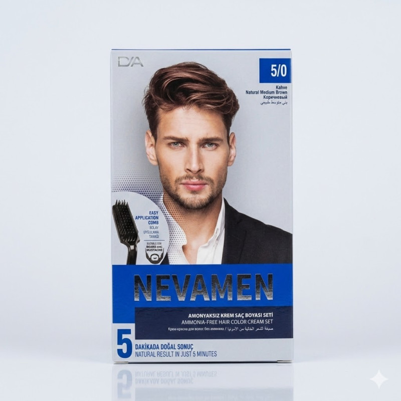 5/0 Natural Medium Brown - KAHVE Amonyaksız Krem Saç Boyası Seti
