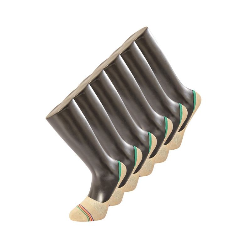 Türen Erkek Çizgili Babet Çorap 6'li Paket 9002/Bej