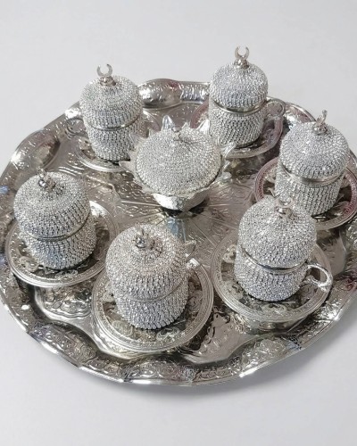 8'Li Silver Hilal Lokumluk  Kahve Fincanı Set