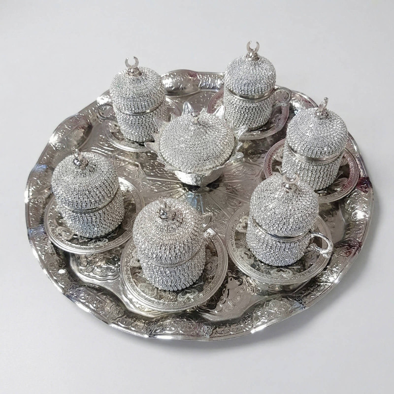 8'Li Silver Hilal Lokumluk  Kahve Fincanı Set
