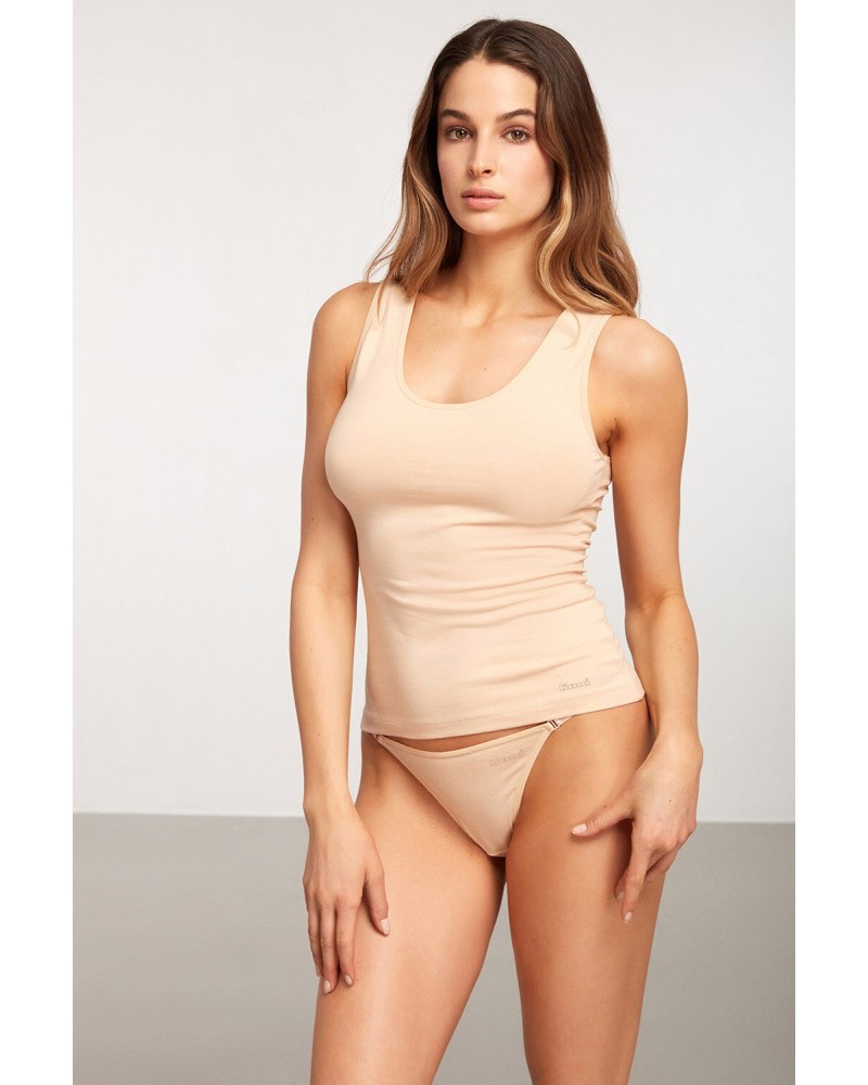 Kom Basic Singlet Pamuklu Kalın Askılı Atlet - Açık Ten