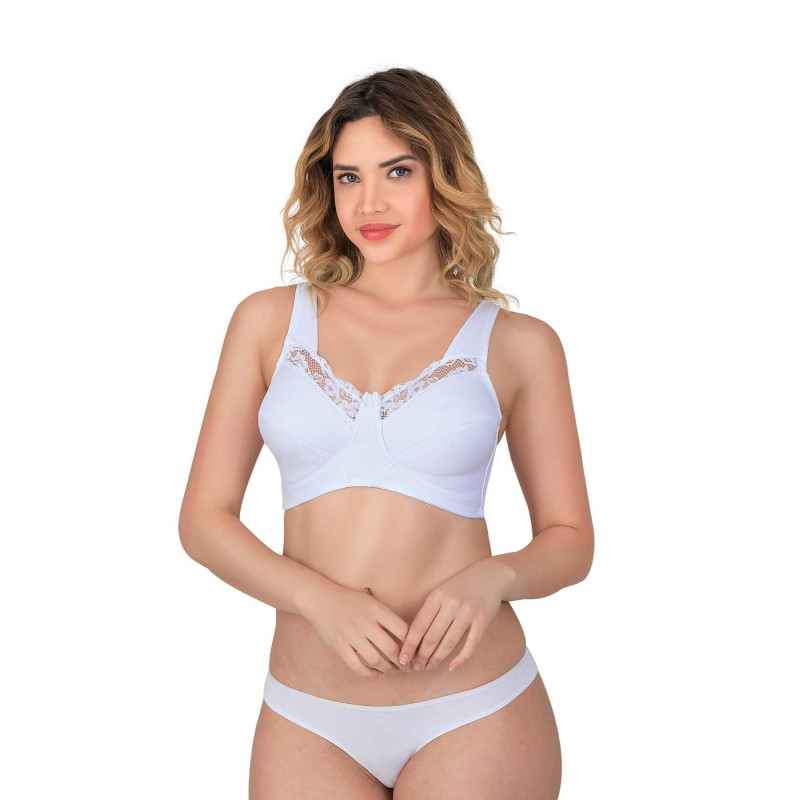 BEYAZ MI Emay 181 C Dantelli Toparlayıcı Cotton Sütyen
