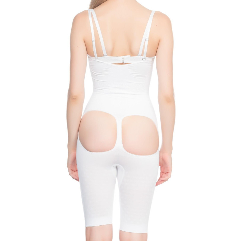 BEYAZ MI Emay 2038 Popo ve Göğsü Açık Paçalı Boy Korse