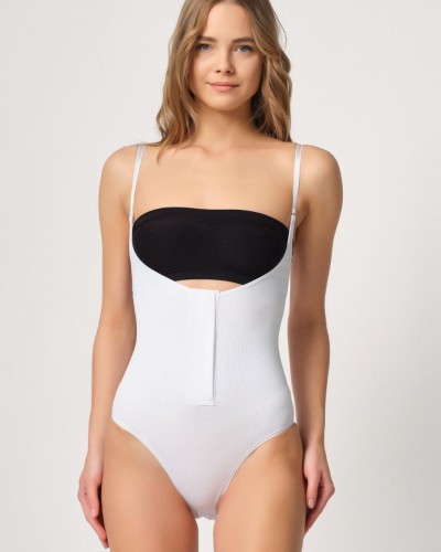 BEYAZ MI Emay 2043 Göğsü Açık Agraflı Body Korse