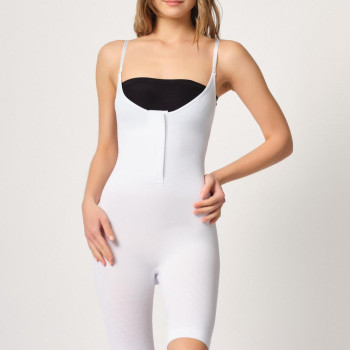 BEYAZ MI Emay 2093 Ön Agraflı Göğsü Açık Paçalı Boy Korse