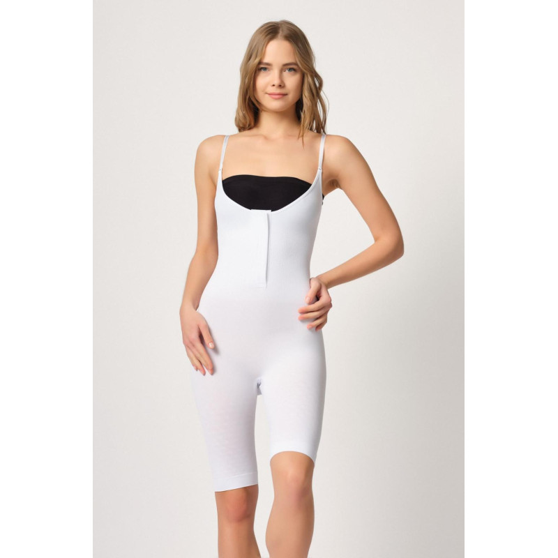 BEYAZ MI Emay 2093 Ön Agraflı Göğsü Açık Paçalı Boy Korse