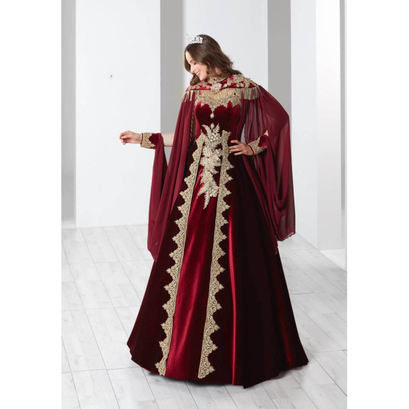 Bindallı Kına Elbisesi 5 Parça 20-113 Bordo