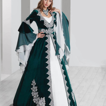 Bindallı Kına Elbisesi 5 Parça 20-123 Yeşil