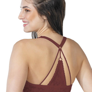 BORDO MI Emay 187 B Önden Açılır Balenli Sporcu Sütyen