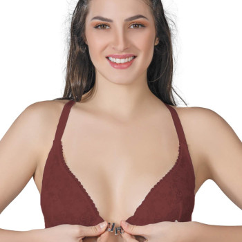BORDO MI Emay 187 C Önden Açılır Balenli Sporcu Sütyen