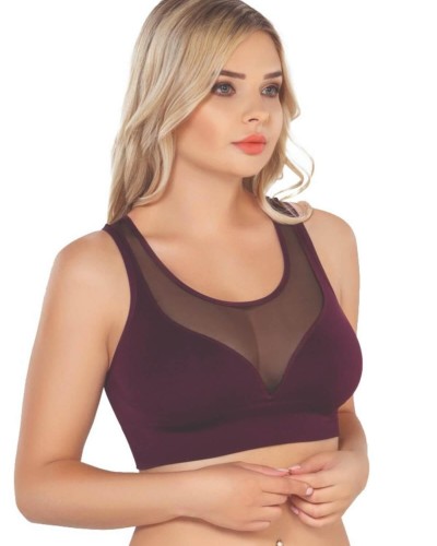 BORDO MI Emay 4028 Seamless Tül Toparlayıcı Büstiyer
