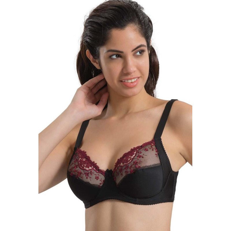BORDO SİYAH MI Emay 136 C Balenli Toparlayıcı Dantelli Sütyen BORDO SİYAH MI Emay 136 C Balenli Toparlayıcı Dantelli Sütyen