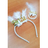Bride Gold Tüylü Gelinlik Taç ve Bride İncili Bileklik