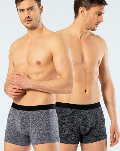 Cacharel Erkek 2'li Inkjet Boxer 1324/Gri-Siyah