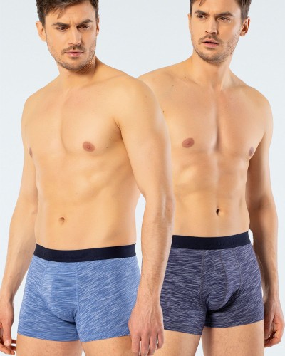 Cacharel Erkek 2'li Inkjet Melanj Boxer 1324/Lacivert-Mavi