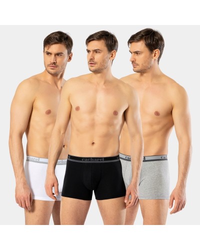 Cacharel Erkek 3'lü Boxer 1337/Beyaz-Gri-Siyah