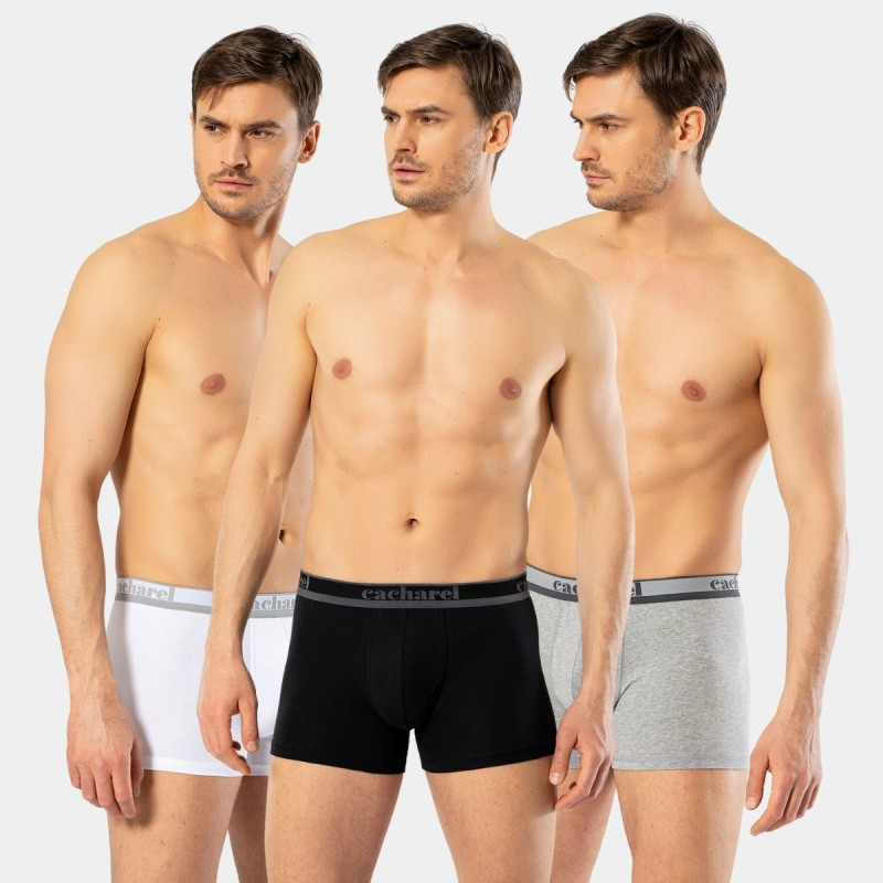 Cacharel Erkek 3'lü Boxer 1337/Beyaz-Gri-Siyah