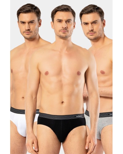 Cacharel Erkek 3'lü Slip 1321/Beyaz-Siyah-Gri