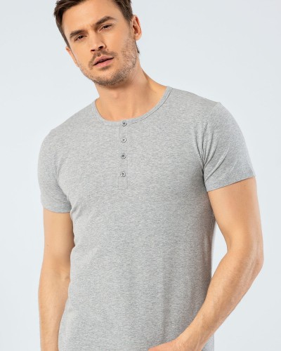 Cacharel Erkek Bisiklet Yaka Dügmeli T-shirt 1308/Gri