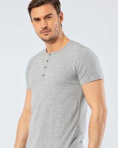 Cacharel Erkek Bisiklet Yaka Dügmeli T-shirt 1308/Gri