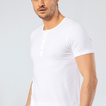 Cacharel Erkek Bisiklet Yaka Dügmeli T-shirt 1308/Beyaz