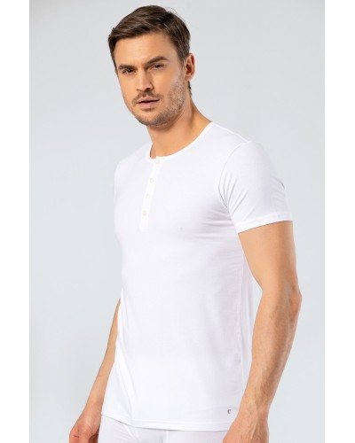 Cacharel Erkek Bisiklet Yaka Dügmeli T-shirt 1308/Beyaz