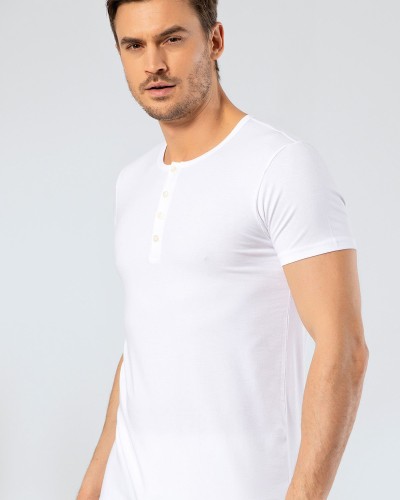 Cacharel Erkek Bisiklet Yaka Dügmeli T-shirt 1308/Beyaz