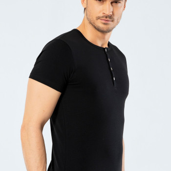 Cacharel Erkek Bisiklet Yaka Dügmeli T-shirt 1308/Siyah