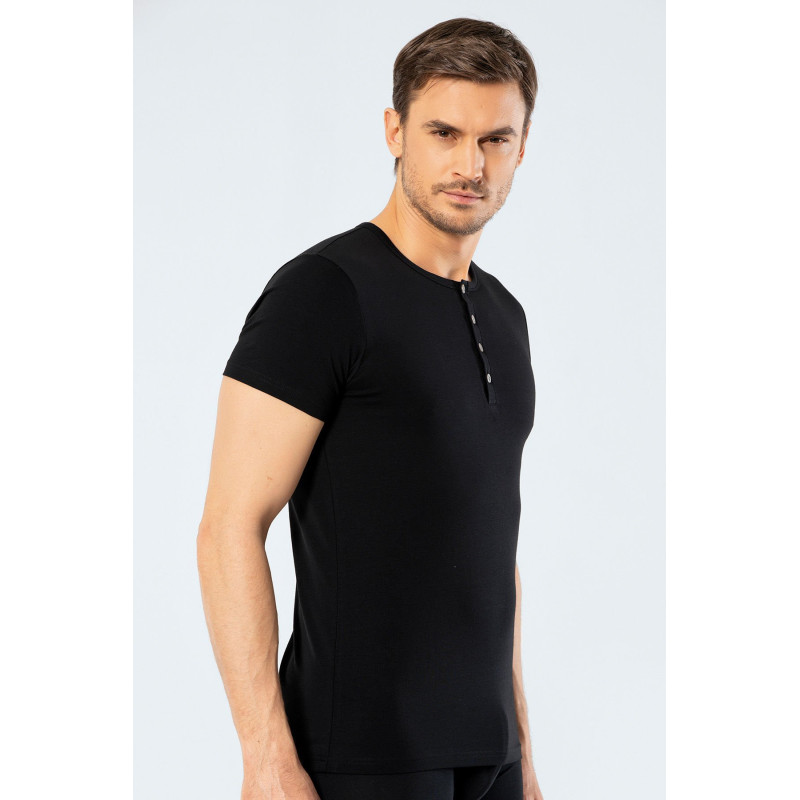 Cacharel Erkek Bisiklet Yaka Dügmeli T-shirt 1308/Siyah