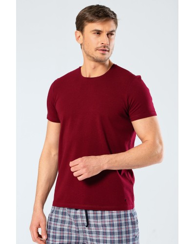 Cacharel Erkek Bisiklet Yaka Likrali T-shirt 1331/Bordo