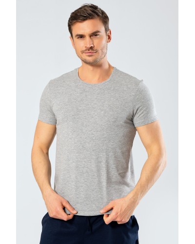 Cacharel Erkek Bisiklet Yaka Likrali T-shirt 1331/Gri