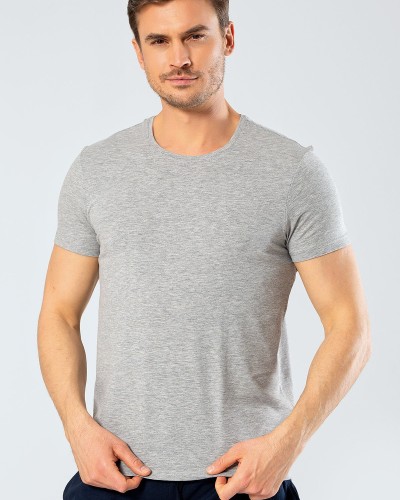 Cacharel Erkek Bisiklet Yaka Likrali T-shirt 1331/Gri