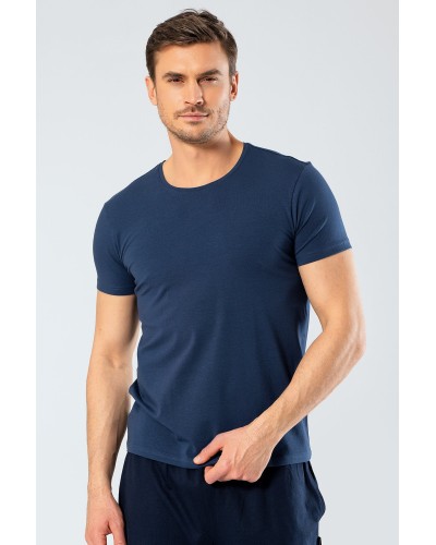 Cacharel Erkek Bisiklet Yaka Likrali T-shirt 1331/İndigo