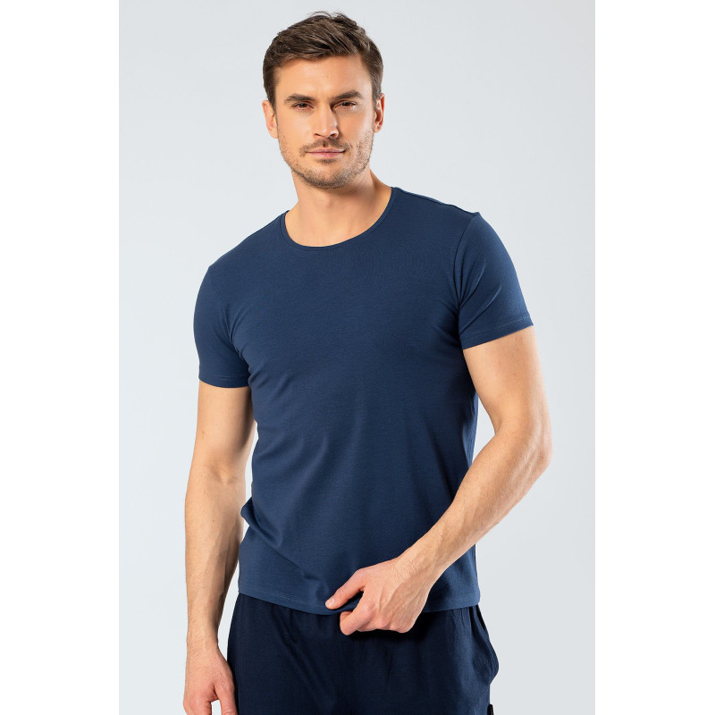Cacharel Erkek Bisiklet Yaka Likrali T-shirt 1331/İndigo