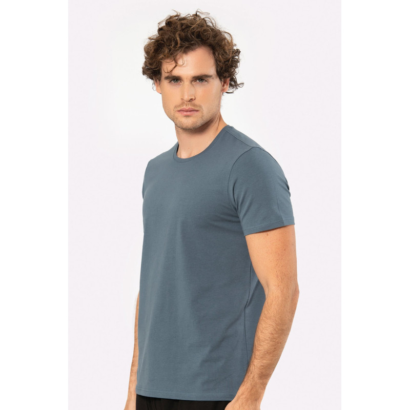 Cacharel Erkek Bisiklet Yaka Likrali T-shirt 1331/MAVİ