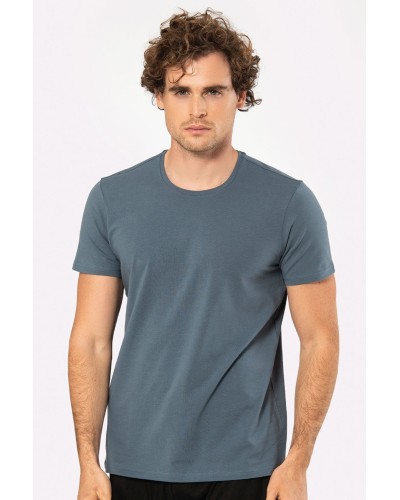 Cacharel Erkek Bisiklet Yaka Likrali T-shirt 1331/MAVİ