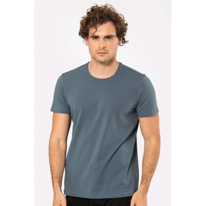 Cacharel Erkek Bisiklet Yaka Likrali T-shirt 1331/MAVİ