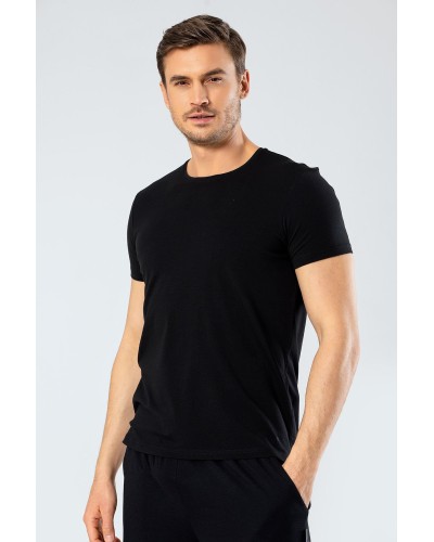 Cacharel Erkek Bisiklet Yaka Likralı T-shirt Siyah 1331/ Siyah