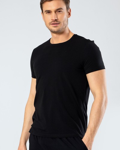 Cacharel Erkek Bisiklet Yaka Likralı T-shirt Siyah 1331/ Siyah