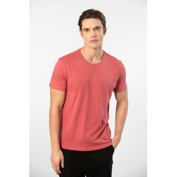 Cacharel Erkek Bisiklet Yaka T-shirt 2169/Mercan