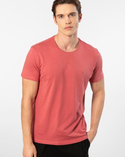 Cacharel Erkek Bisiklet Yaka T-shirt 2169/Mercan