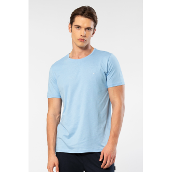 Cacharel Erkek Bisiklet Yaka T-shirt 2169/Açık Mavi