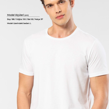 Cacharel Erkek Bisiklet Yaka T-Shirt 2169/Beyaz