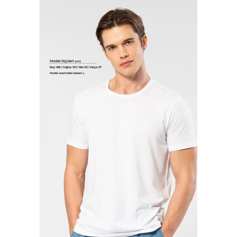 Cacharel Erkek Bisiklet Yaka T-Shirt 2169/Beyaz