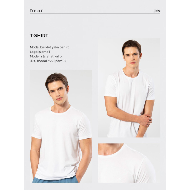 Cacharel Erkek Bisiklet Yaka T-Shirt 2169/Beyaz