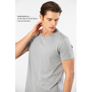 Cacharel Erkek Bisiklet Yaka T-shirt 2169/Gri