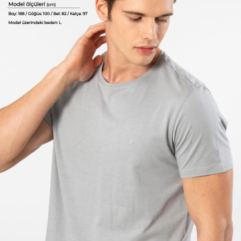 Cacharel Erkek Bisiklet Yaka T-shirt 2169/Gri